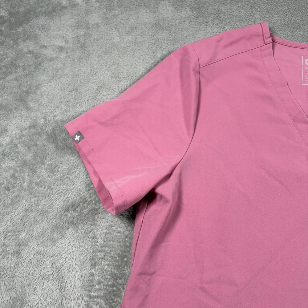 FIGS Casma Scrub Top Womens Large Pink V-Neck Short Sleeve FW1100 - Picture 5 of 9